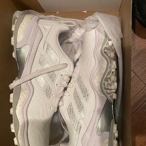 Adidas Women's White and Metallic Golf Shoes